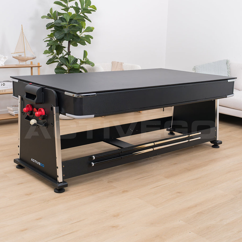 ActiveGo AirShot 4-IN-1 Billiards, Air Hockey and Ping Pong Table, Easy-Flip Change and All Equipment Included