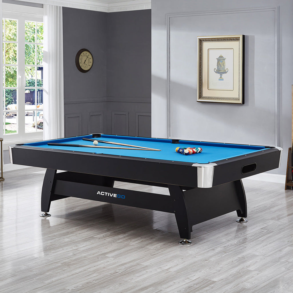 ActiveGo BreakShot 7ft High Speed Velvet Cloth Pool and Billiards Table with Ball Return, Solid Legs, 3-IN-1 Top for Table Tennis, full table Table Tennis and Pool  Pool Cues, Balls and Accessories Included