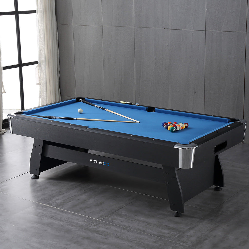 ActiveGo BreakShot 8ft High Speed Velvet Cloth Pool and Billiards Table with Ball Return, Solid Legs, and Pool Cues, Balls and Accessories Included