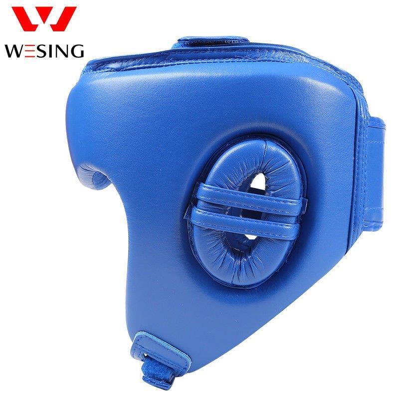 WESING AIBA APPROVED LEATHER  HEAD GUARD[Large Blue]