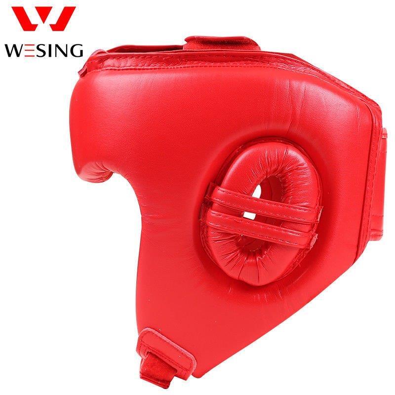 WESING AIBA APPROVED LEATHER  HEAD GUARD[Medium Red]