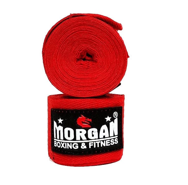 MORGAN COTTON BOXING HAND WRAPS 180inch - 4m long (PAIR)[Red]