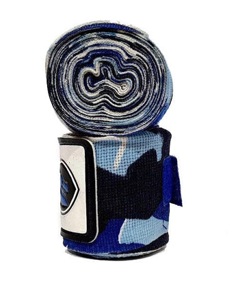 MORGAN CAMO ELASTIC BOXING HAND WRAPS 180inch - 4m long (PAIR)[Blue Camo]