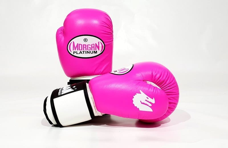 MORGAN V2 PLATINUM LEATHER  SPARRING GLOVES[Fluro Pink 10oz]