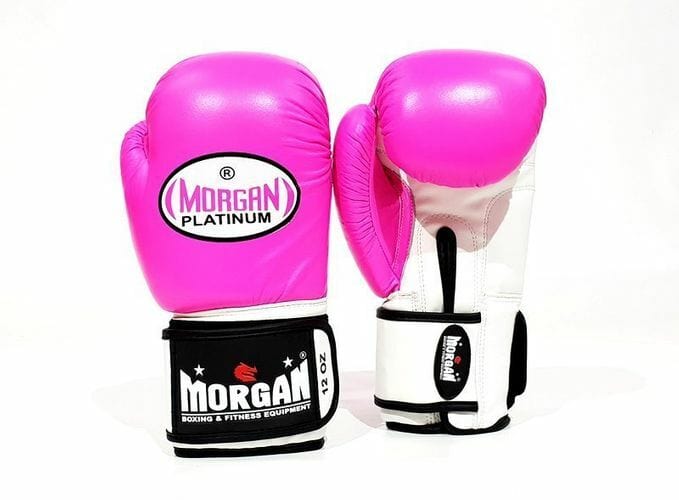 MORGAN V2 PLATINUM LEATHER  SPARRING GLOVES[Fluro Pink 10oz]