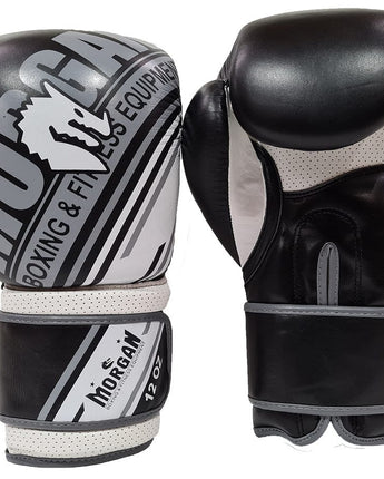 MORGAN AVENTUS LEATHER BOXING GLOVES (10OZ - 16OZ) [Black/White 10oz]