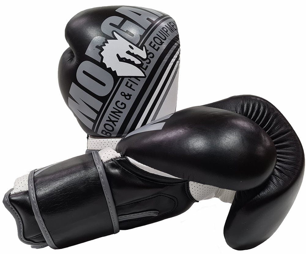 MORGAN AVENTUS LEATHER BOXING GLOVES (10OZ - 16OZ) [Black/White 10oz]