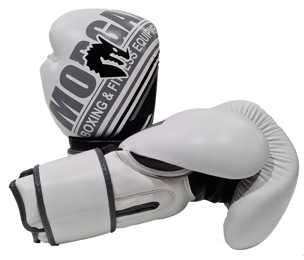 MORGAN AVENTUS LEATHER BOXING GLOVES (10OZ - 16OZ) [White/Black 10oz]