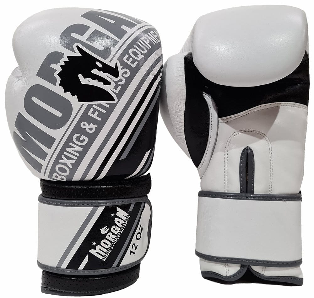 MORGAN AVENTUS LEATHER BOXING GLOVES (10OZ - 16OZ) [White/Black 10oz]