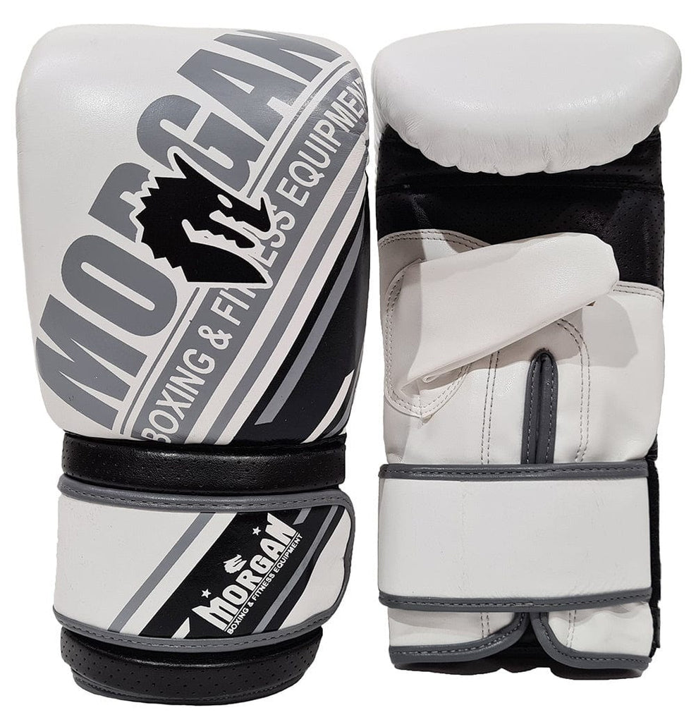 MORGAN AVENTUS LEATHER CURVED BAG MITTS [White/Black Large]