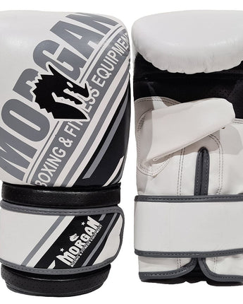 MORGAN AVENTUS LEATHER CURVED BAG MITTS [White/Black Large]