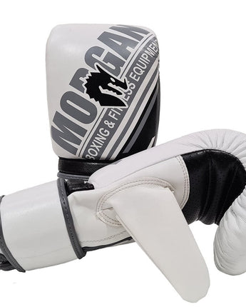 MORGAN AVENTUS LEATHER CURVED BAG MITTS [White/Black Large]