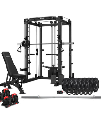 CORTEX SM20 Smith Station with 130kg Olympic Bumper Weight, Bar, 48kg Revolock and Bench Set