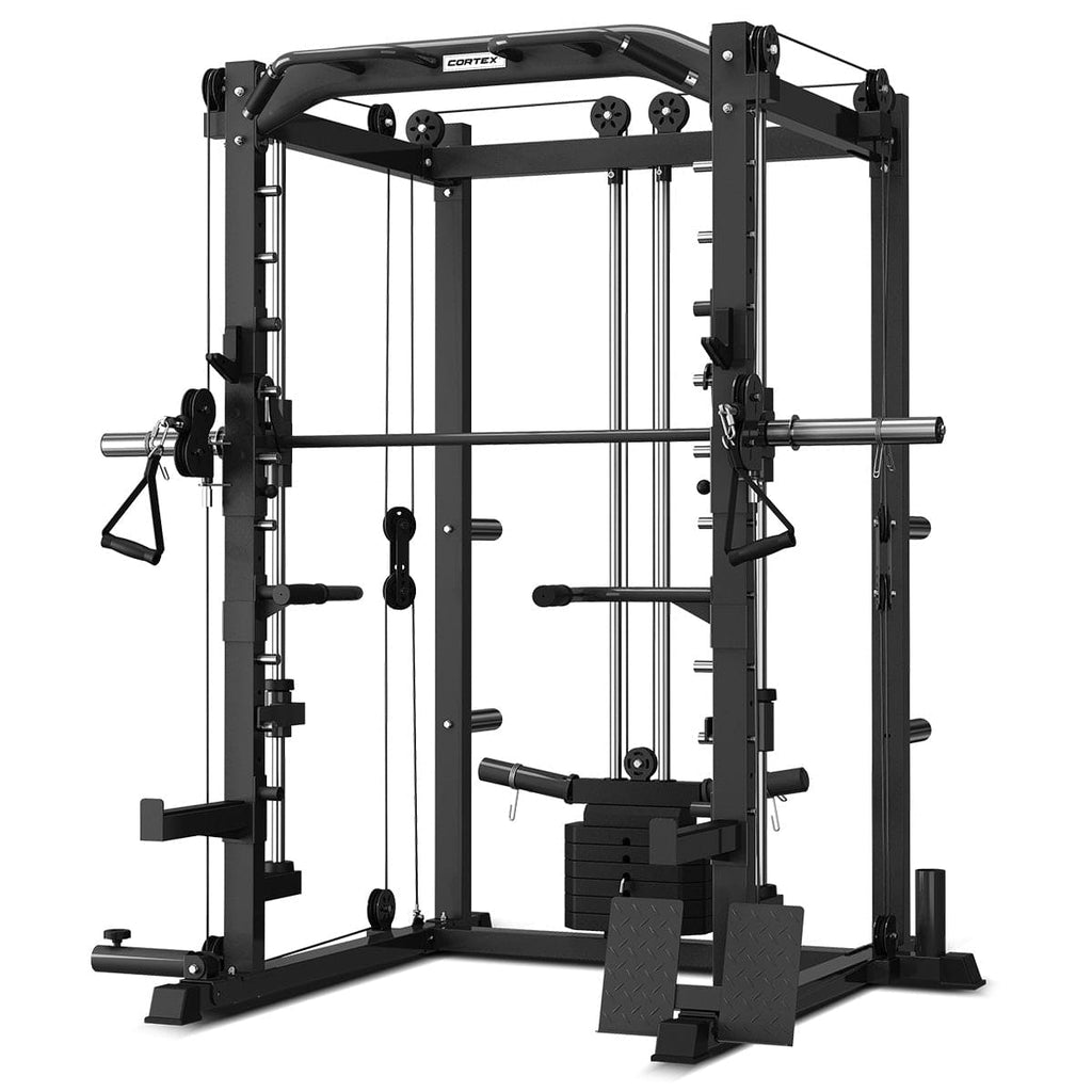 CORTEX SM20 Smith Station with 130kg Olympic Bumper Weight, Bar, 48kg Revolock and Bench Set