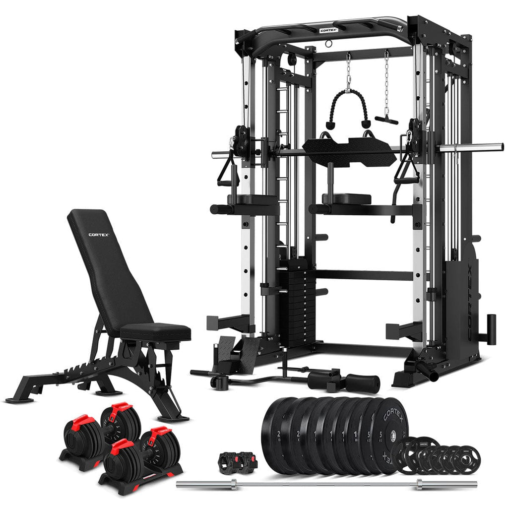 CORTEX SM-25 6-in-1 Power Rack with Smith & Cable Machine with 48kg Revolock V2 Adjustable Dumbbells + 130kg Pro Package