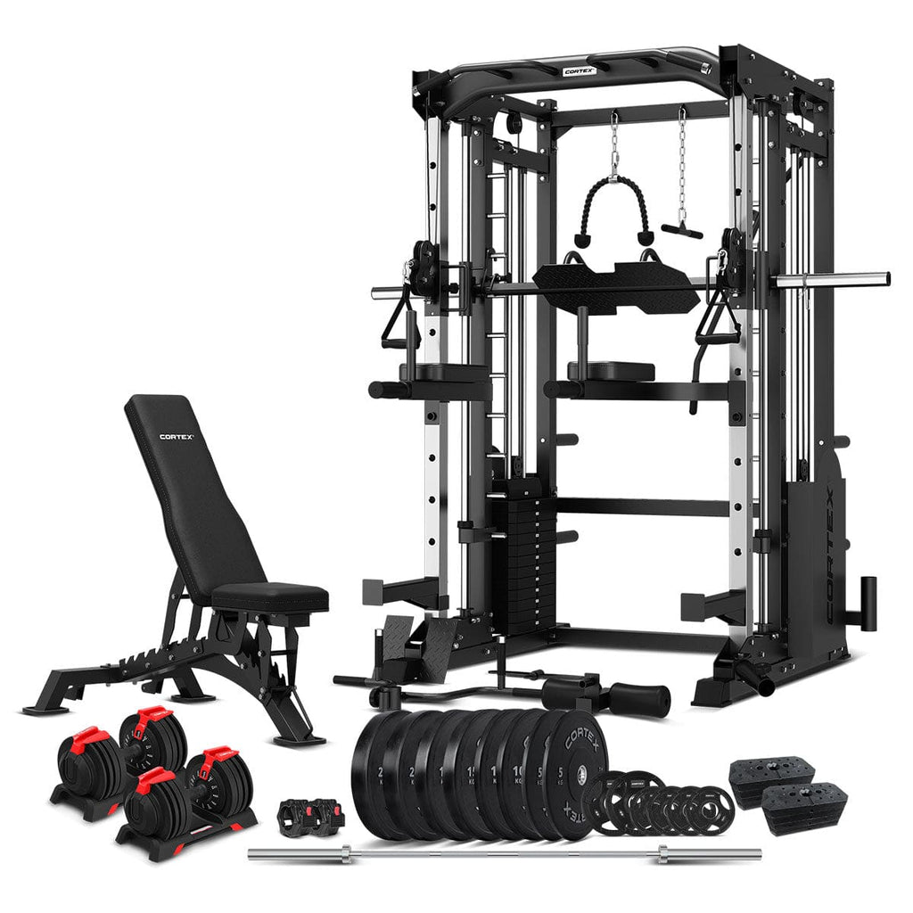 CORTEX SM-25 6-in-1 Power Rack with Smith & Cable Machine with 48kg Revolock V2 Adjustable Dumbbells + 130kg Ultimate Package