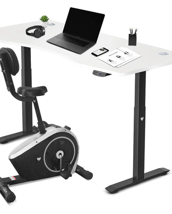 Lifespan Fitness Cyclestation 3 Exercise Bike with ErgoDesk Automatic Standing Desk 180cm in White/Black