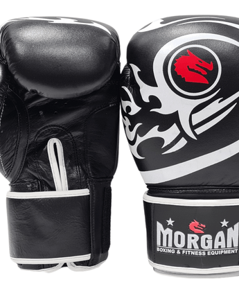 MORGAN ELITE BOXING & MUAY THAI LEATHER GLOVES (8 -12 & 16oz) [12oz Black]