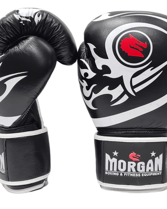 MORGAN ELITE BOXING & MUAY THAI LEATHER GLOVES (8 -12 & 16oz) [12oz Black]