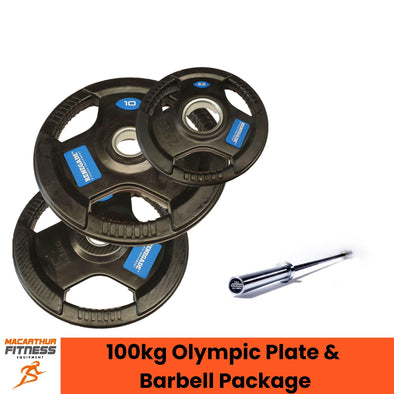Renegade 100kg Olympic Weight Plate & Barbell Pack
