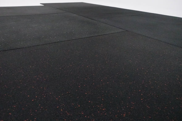 Gym Floor Tile 1x1x15mm Black with Blue/Red Fleck
